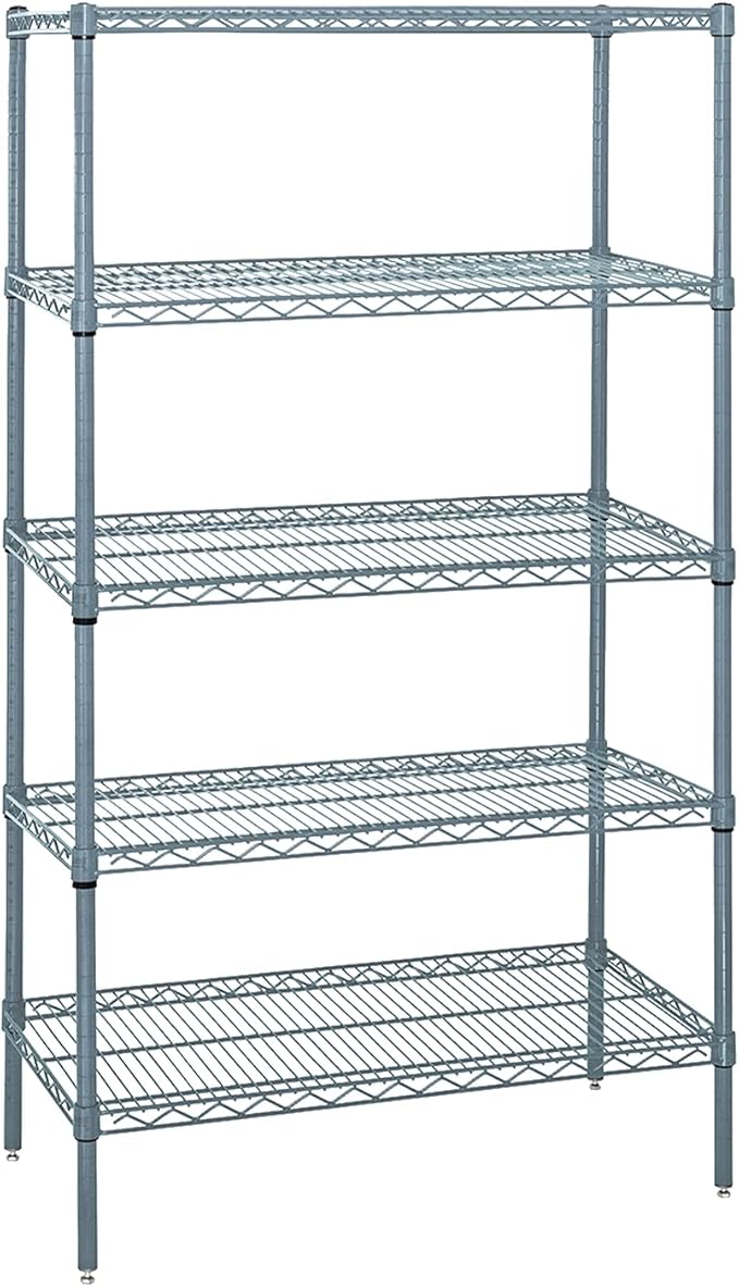 Quantum Storage Systems WR86-2130GY-5 Wire Shelving 5 Shelf Starter Units, 21" x 30" x 86", Gray Epoxy