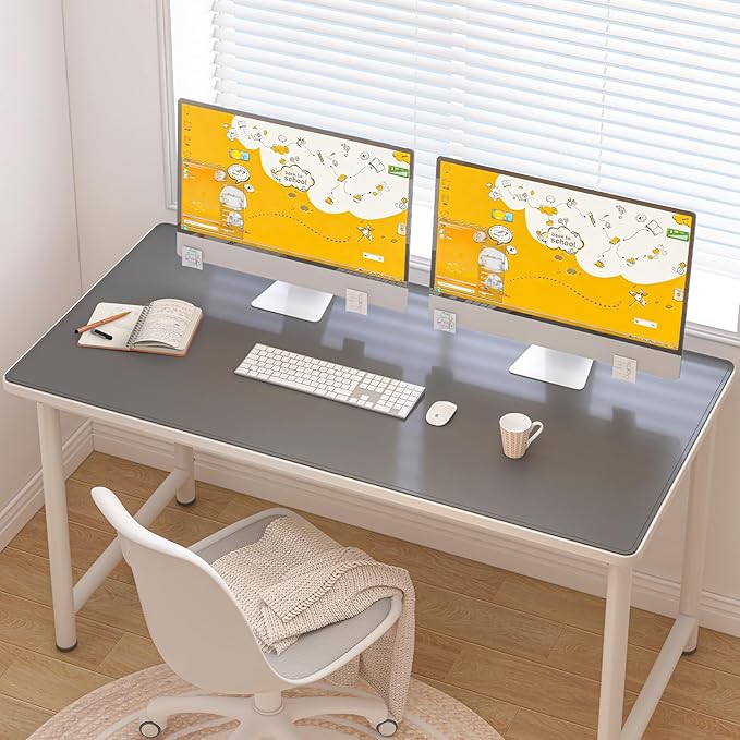 DAWNTREES Desk Mat for Desktop,PU Leather Desk Pad Protector,Non Slip, Large Mouse Pad and Keyboard Mat, Waterproof Writing Pad for Office and Home (Dark Gray,47.2''x23.6'')