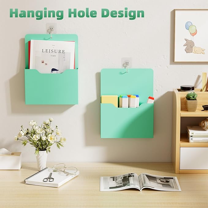 Marbrasse Magnetic File Holder - Magnetic Paper Holder, Pocket Organizer Office Supplies Storage Mail Organizer for Notebooks,Planners,Letter (1 Pack)