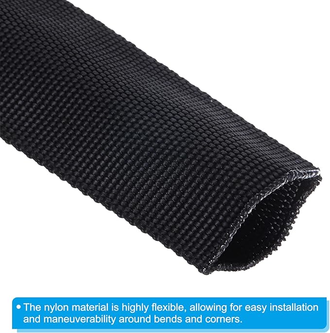 PATIKIL 0.9" Dia 24.6FT Nylon Protective Hose Sleeve, Cable Cover Sheath Protection for Welding Tig Torch Hydraulic Hose, Black