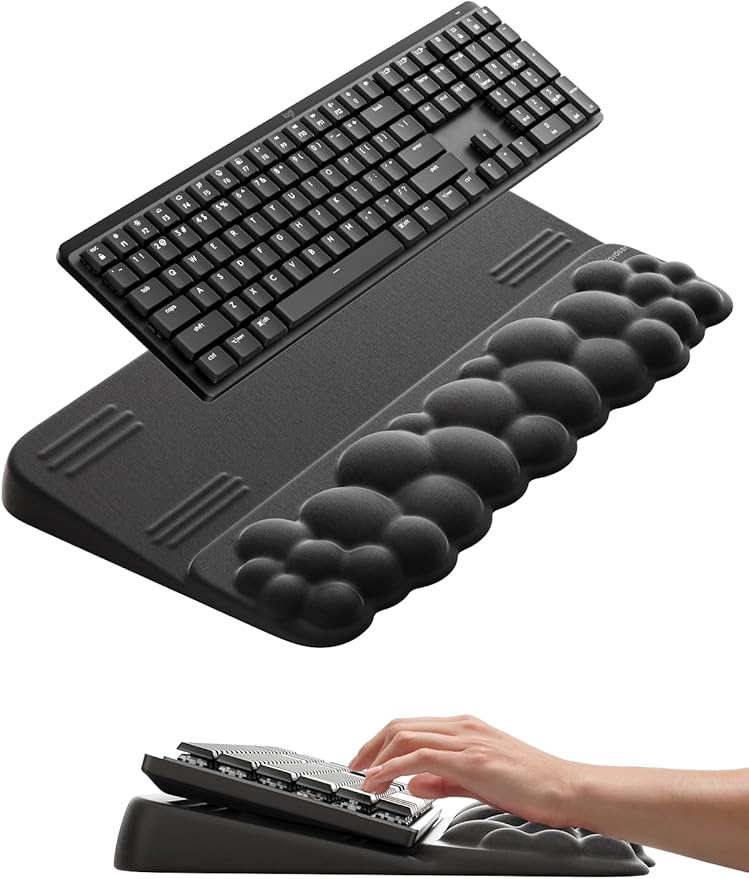 Vaydeer Cloud Wrist Rest with Keyboard Stand, Computer Wrist Support Pad Soft Memory Foam, Ergonomic Keyboard Riser Holder Lifter Tilted Wrist Cushion for Desk, Palm Hand Typing for Office Home Gaming