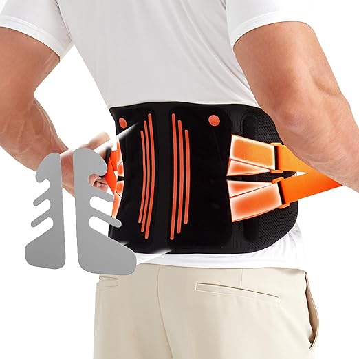 Back Brace for Lower Back Pain Women and Men with 3D Support Plate: Adjustable Lumbar Support Belt with 4 Stays & Support Straps & Ultra-thin Mesh for Under Clothes Sciatica, Scoliosis, Herniated Disc