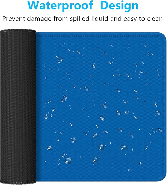 Dapesuom Large Gaming Mouse Pad, Extended Mouse Mat with Stitched Edges, Full Size Keyboard Pad with Non-Slip Base, Big XXL Computer Desk Mats for Gamer, Laptop, Office, 35.5 x 15.7 in, Dark Blue