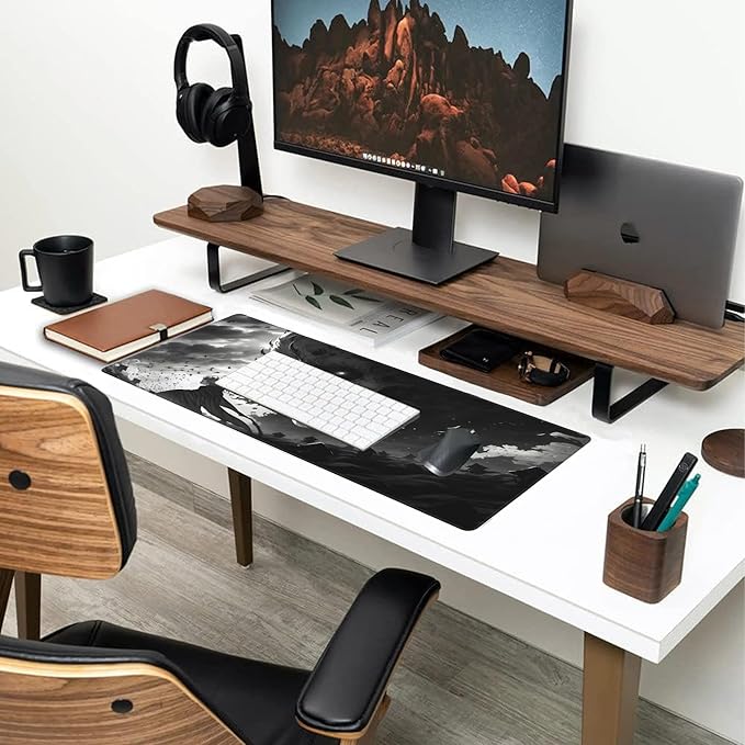 Desk Mat,Horror Anime Manga Large Gaming Mouse Pad for Desk XL,Anime Scene Desk Pad,Extended Big Computer Keyboard Mouse Pad with Non-Slip Base and Stitched Edge 31.5"x11.8"