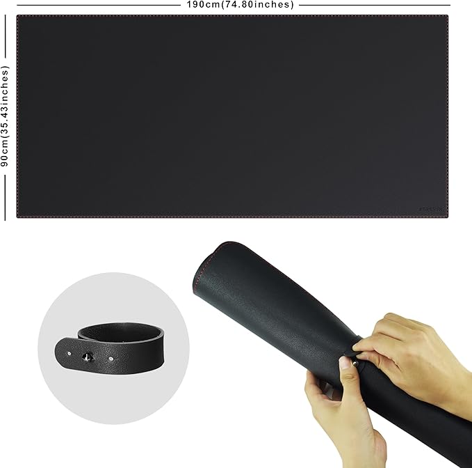 ZORESYN Office Desk Pad 74.8x35.4 Inch, Large Mouse Pad Desk Mat, Waterproof PU Leather Desk Blotter Protector with Non Slip Base for Home Office (Black)