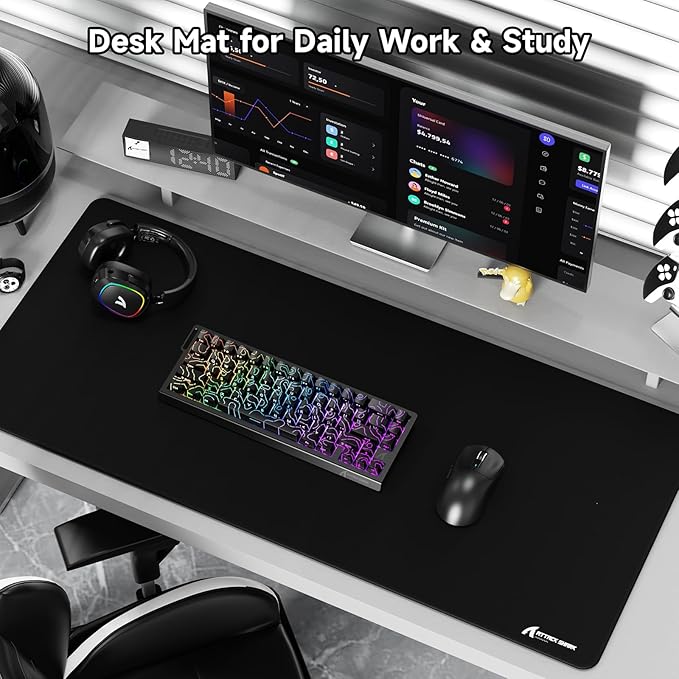 ATTACK SHARK CM02Pro Gaming Mouse Pad for Esports Speed Large Mouse mats for Desk Waterproof Surface Stitched Edges and Anti-Slip Rubber Base Size XXL Laminate 35.43” x 15.75” x 0.16” Black