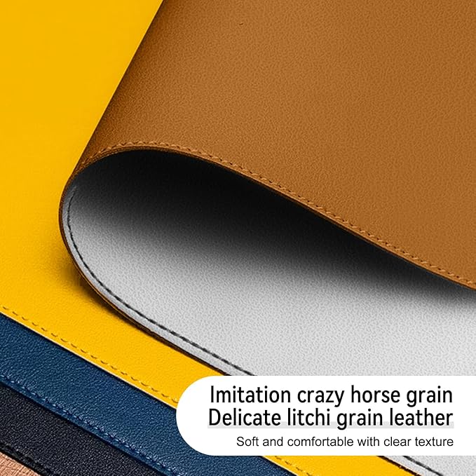 Dual Sided Leather Desk Mat - Waterproof Desk Pad - Ideal for Large Mouse Pad and Desk Mats on Top of Desks (Brown, 11"*8")