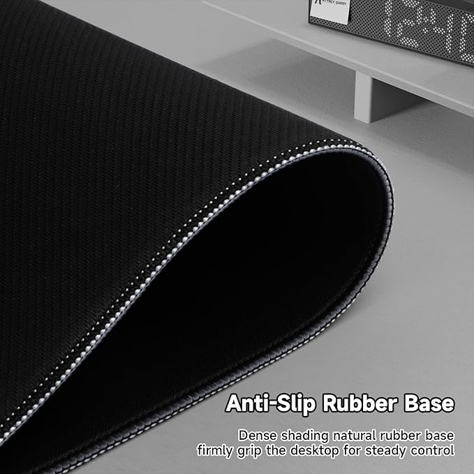 ATTACK SHARK CM02Pro Gaming Mouse Pad for Esports Speed Large Mouse mats for Desk Waterproof Surface Stitched Edges and Anti-Slip Rubber Base Size XXL Laminate 35.43” x 15.75” x 0.16” Black