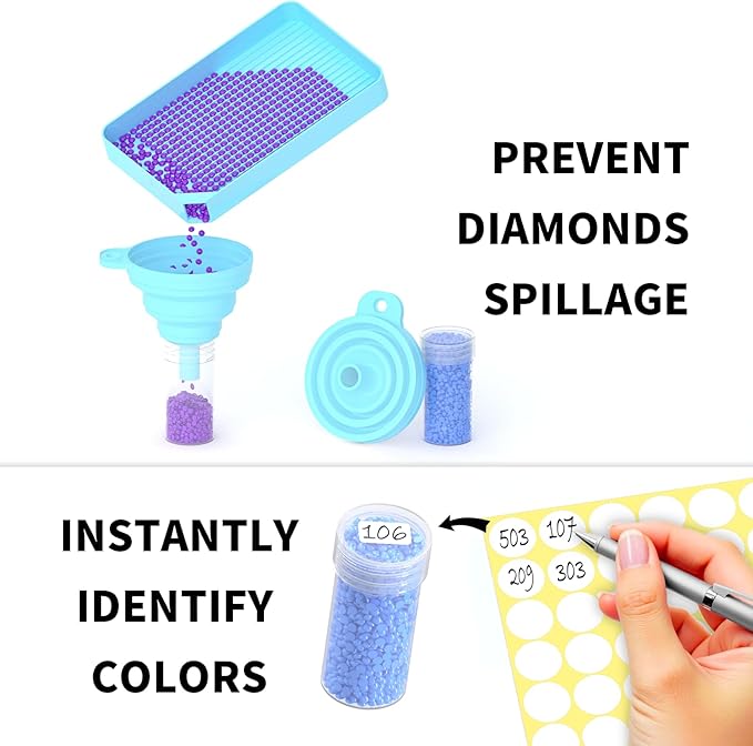 Diamond Painting Storage Containers Kits, Thickened Waterproof Portable Bead Storage Boxes for Diamond Painting Accessories and Tools, 120 Round Bottles