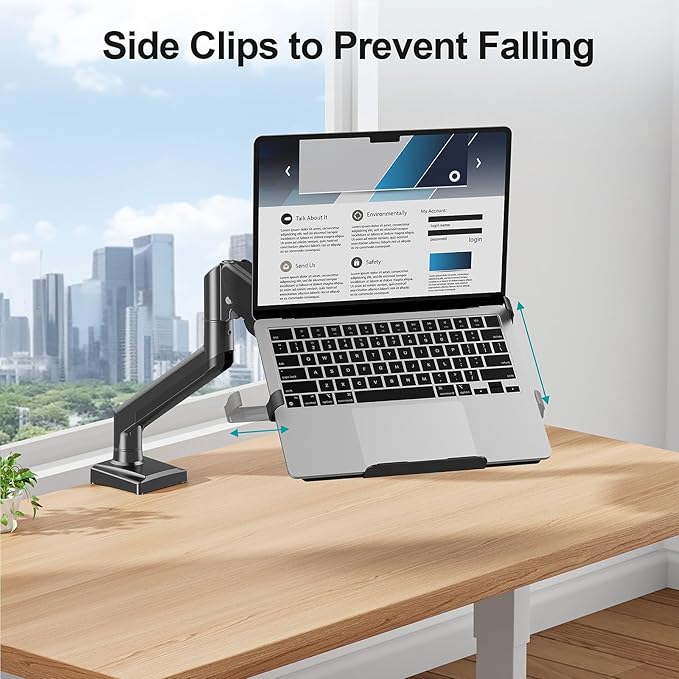 MOUNT PRO Laptop Arm Mount for Desk, 2 in 1 Function Monitor Laptop Stand, Fits Max 17" Notebook and 32" Computer Screen, Aluminum Single Monitor Holder with Adjustable Tray, Holds up to 22lbs