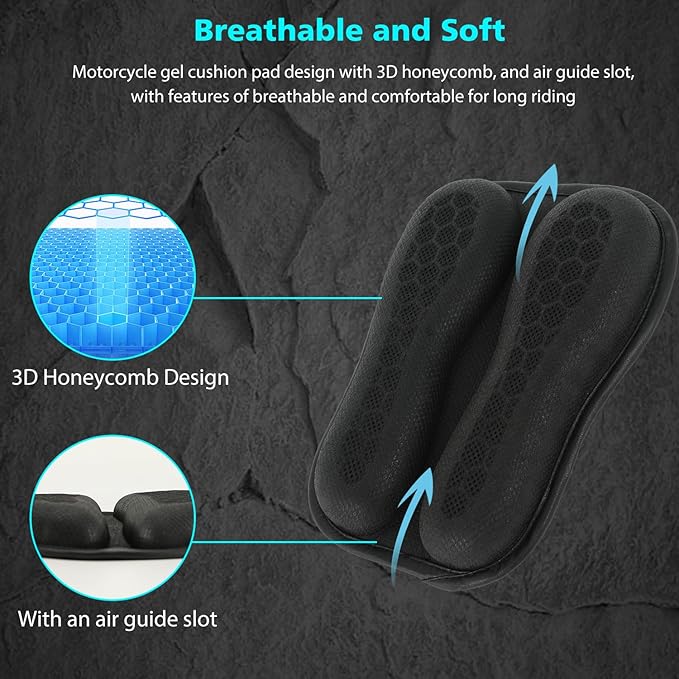 SUNPIE Motorcycle Seat Cushion Small Gel Cover Pad Foldable Universal 3D Honeycomb Structure Seats Cushion w/Breathable for Long Rides