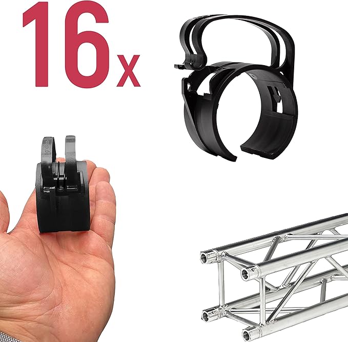 Set of 16 pcs - SNAP Clamp BLACK - is an innovative truss tool | Cable Management Clamp for 50mm truss, SNAP Truss Cable Management Tool, Dura Truss DT SNAP light (16 pcs, Black)
