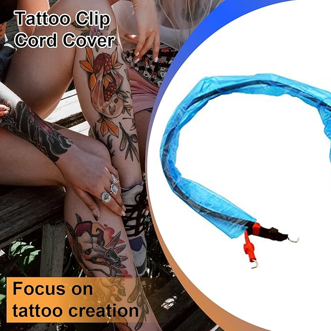 Tattoo Cord Covers Sleeves - NAQASE 125pcs Tattoo Clip Cord Cover Tattoo Pen Bags Tattoo Cord Sleeves Blue Clip Cord Covers Wrap