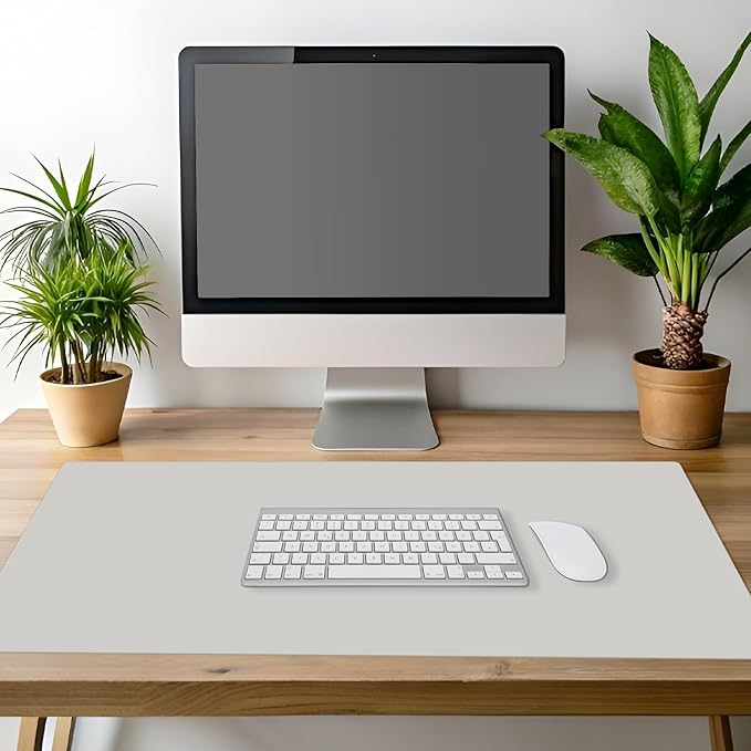 CounterArt Large Light Grey Waterproof Desk Protector 32” x 16” Made in The USA Desk Mat Office Mat Large Mouse Pad