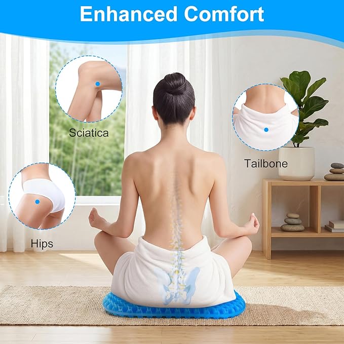 EVEME Large Gel Seat Cushion for Long Sitting with Handle- 18 x 17 inches-Thick & Soft & Breathable-Gel Cushion for Wheelchair, Gel Chair Cushion for Hip Pain, Gel Seat Cushion for Office Chair