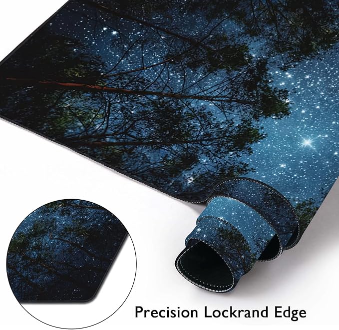 Beautiful Night Sky and Milky Way Gaming Mouse Pad XXL Large Desk Mouse Pad Keyboard Mat with Stitched Edges Waterproof Non-Slip Desk Mat for Laptop,Keyboard,Computer 35.4 * 15.7 Inch