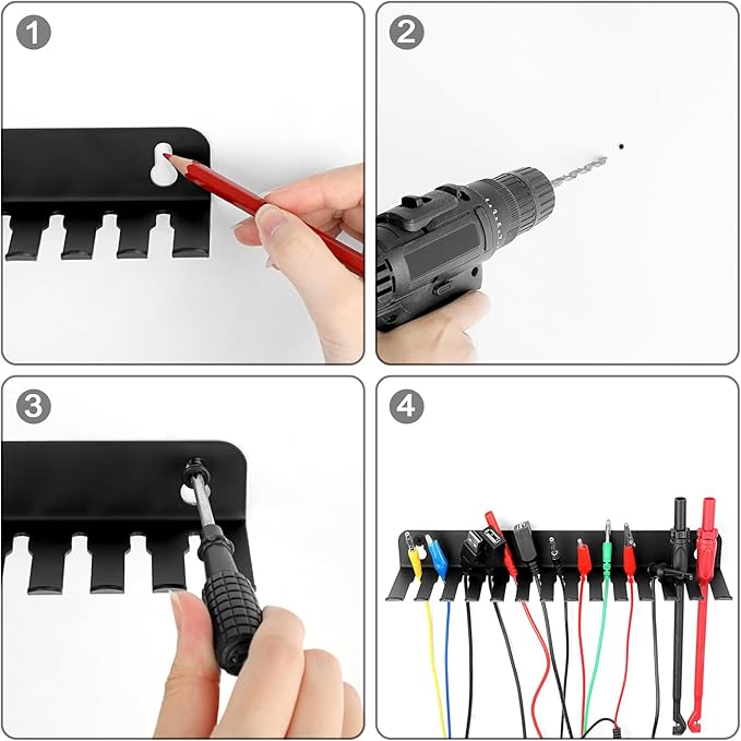 Sumnacon Wall Mounted Cable Hanger and Organizer, 13 Cable Slot Cable Hanger,Iron Cable Rack-Slots Width from 6 to 9mm for Cord Management,Black