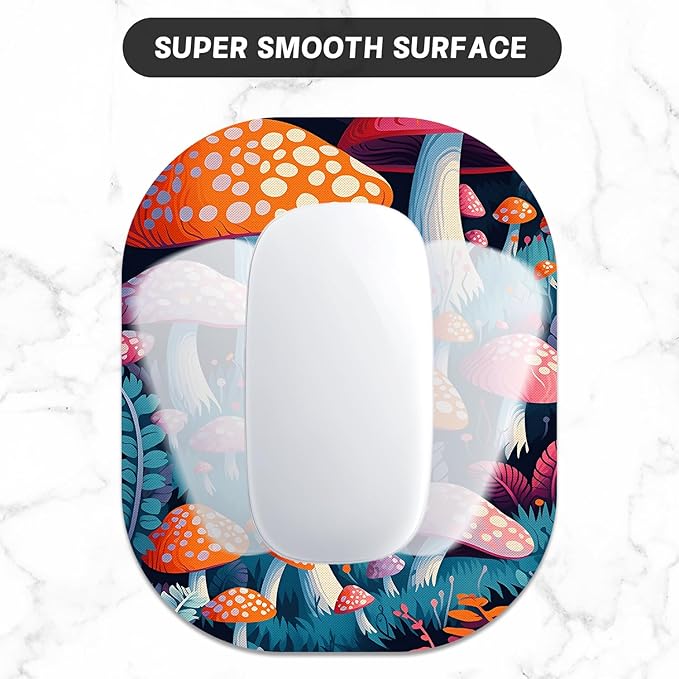 Small Mouse Pad, 6 x 7 Inch, Oval Mini Mouse Pad with Non-Slip Rubber Base for Laptop Wireless Mouse Keyboard Tray Mousepad, Pretty Mushroom