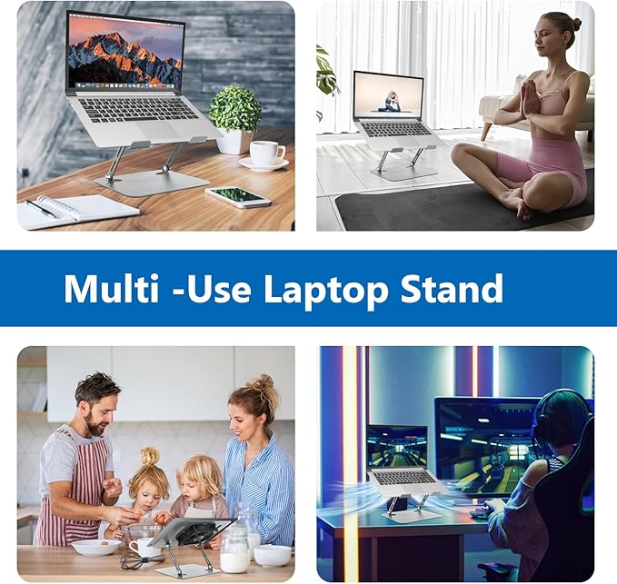 Laptop Cooling Stand with Fan and One Key Switch - Ergonomic Adjustable Height Desk Stand for All 10-16”Laptops & Tablets