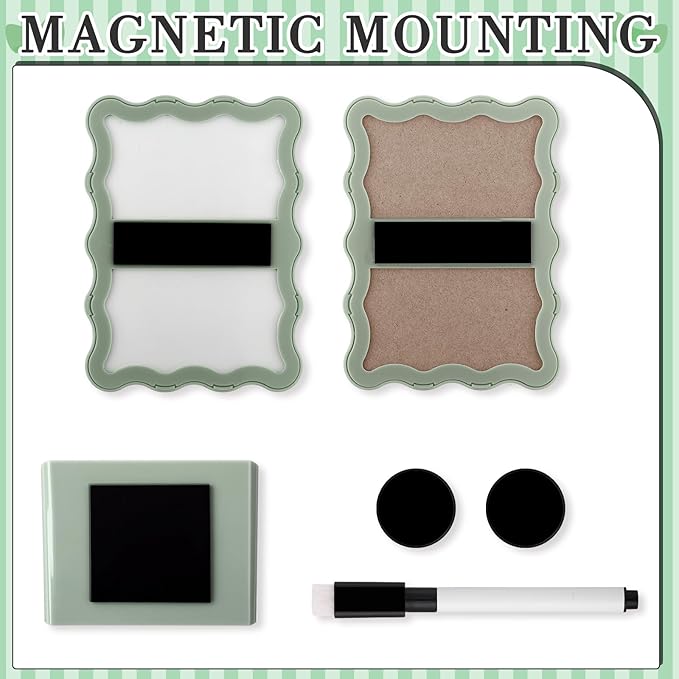Jingmore Scalloped Magnetic Locker Accessories Kit Sage Green Back to School Essentials 6 Pieces Includes Whiteboard Mirror and Organizing Supplies Cute Locker Organizer Decoration for School