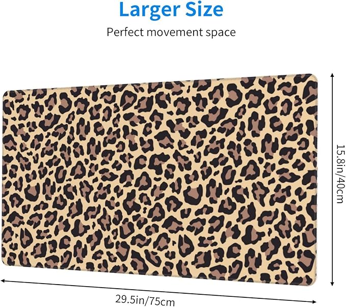Leopard Print Animal Cheetah Large Mouse Pad & Desk Mat Extended Mousepad Non-Slip Rubber Base Laptop Computer Keyboard Pad for Gaming, Office & Home Decor, XXL - 29.5" X 15.8"