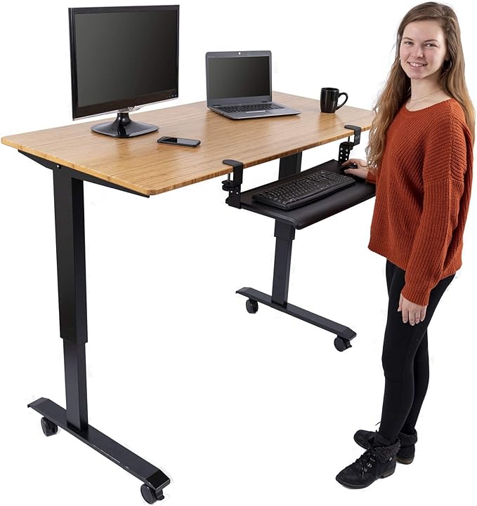 Stand Up Desk Store Large Clamp-On Retractable Adjustable Height Under Desk Keyboard Tray | for Desks Up to 1.5" (Large, 33" Wide)