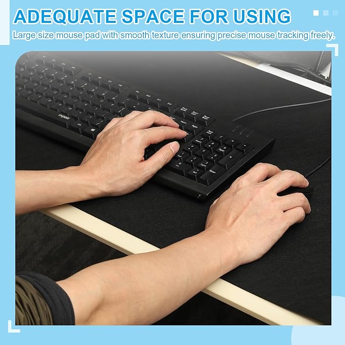 PATIKIL 31.5" x 15.7" Large Felt Desk Pad Protector, Non-Slip Desk Mat Full Table Mouse Pad Keyboard Mats for Laptop Computer Writing Desk Table Gaming Home, Light Gray