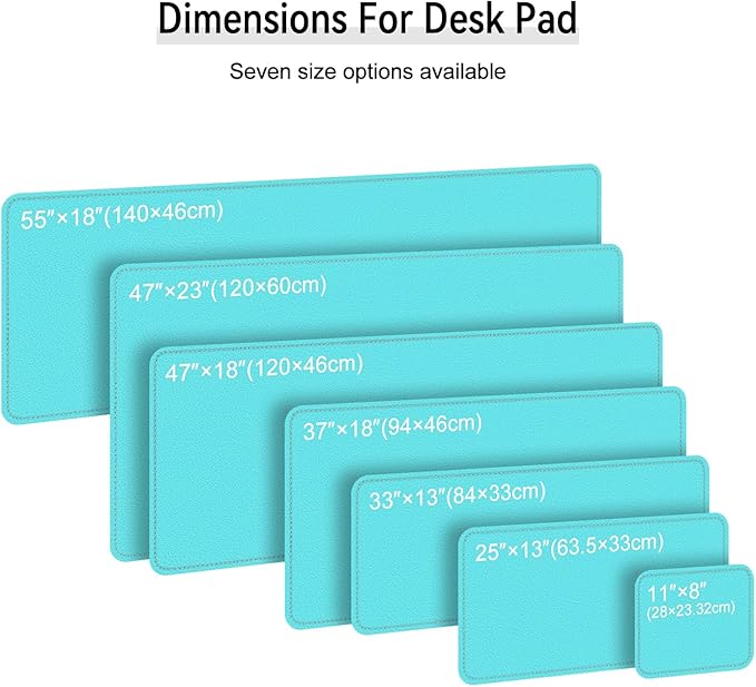 Leather Mouse Pad with Stitched Edge, Waterproof Gaming Mouse Mat for Computers, Laptop, Office & Home (Light Blue, 25"*13")