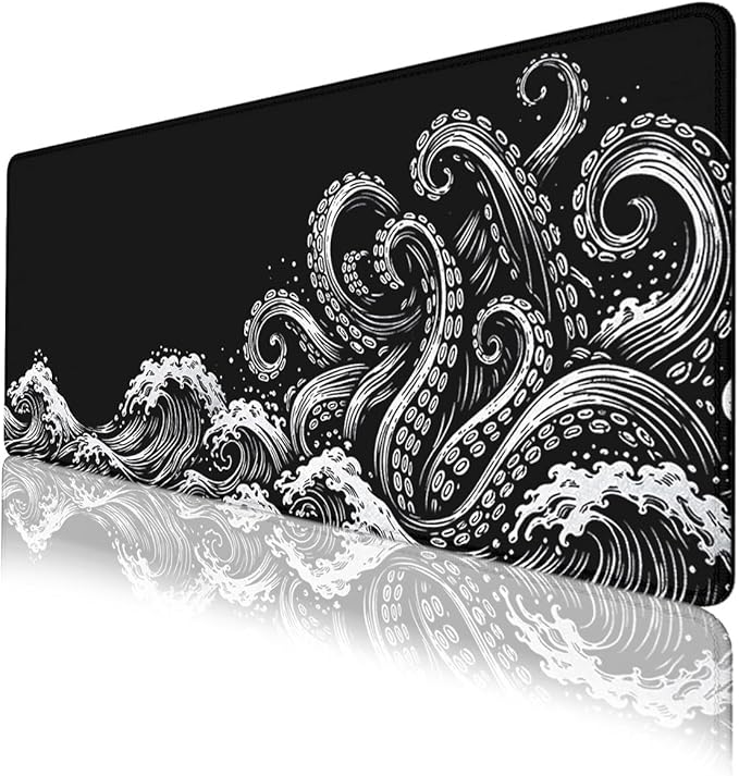 Dark Ocean Gaming Mouse Pad Kraken Wave Art Mousepad XL Large Gaming Mouse Pad Laptop Keyboard Mat Desk Pad Office Computer Keyboard Laptop 31.5"x11.8"
