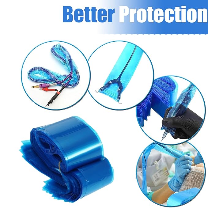 Tattoo Clip Cord Covers - 125PCS Clip Cord Covers Tattoo Clip Cord Sleeves Tattoo Clip Cord Bags Disposable Tattoo Machine Bags for Tattoo Supplies Tattoo Accessories(Blue)