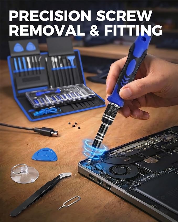 80 IN 1 Professional Computer Repair Tool Kit, Precision Screwdriver Set with 56 Bits, Magnetic Screwdriver Set for Laptop, PC, MacBook, Tablet, iPhone, PS4, Electronics, Gamer Tech Gifts for Men