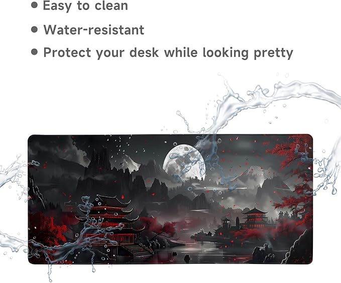 Japanese Desk Mat Mouse Pad Dark Moon Gaming Desk Pad XL Large Mouse Mat Office Decor Accessories (Mountain Moon)
