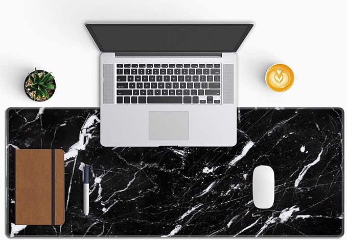 Natural Marble Texture Desk Mat Black and White Large Mouse Pad XL Desk Pad Gaming Mousepad Extended Keyboard Mat 31.5 x 11.8 in Laptop Computer Keyboard Pad Mouse Mat for Office Desk Decor