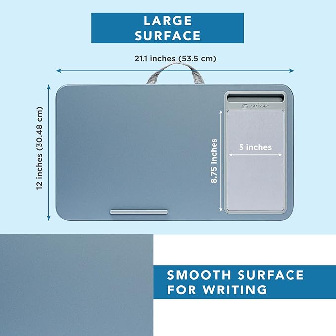 LAPGEAR Home Office Lap Desk with Device Ledge, Mouse Pad, and Phone Holder - Slate Blue - Fits up to 15.6 Inch Laptops - Style No. 91523