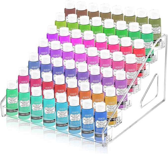 Vowcarol Clear Paint Organizer, Miniature Paint Holder 7 Layers Paint Storage Rack, Craft Paint Organizer Rack