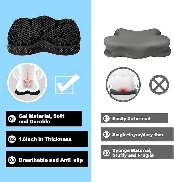 Anti-Slip Kayak Seat Cushion, Thickened Waterproof Boat Kayak Canoe Rowing Dinghy Gel Seat Pad for Sit-in Inflatable Fishing Kayak Canoe Chair Accessories Equipment