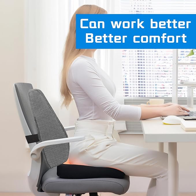 Lumbar Support Pillow for Recliner, Memory Foam Back Cushion with Adjustable Straps for Comfort & Back Relief, Perfect for Seniors, Home Use & Relaxation, 20x14x5 in, Grey
