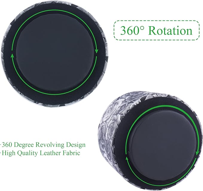Round Leather Art Supply Organizer,Remote Control Holder,360 Degree Rotating,Multi-Functional Pencil Holder,4 Compartments Desktop Stationary Organizer(1-3D Black Grey)