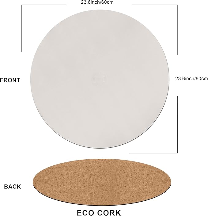 CENNBIE 23.6 Inches Round Table Mat - Cork Table Pad Protector- Suitable as Side Dining Coffee Table Cover (Cream)