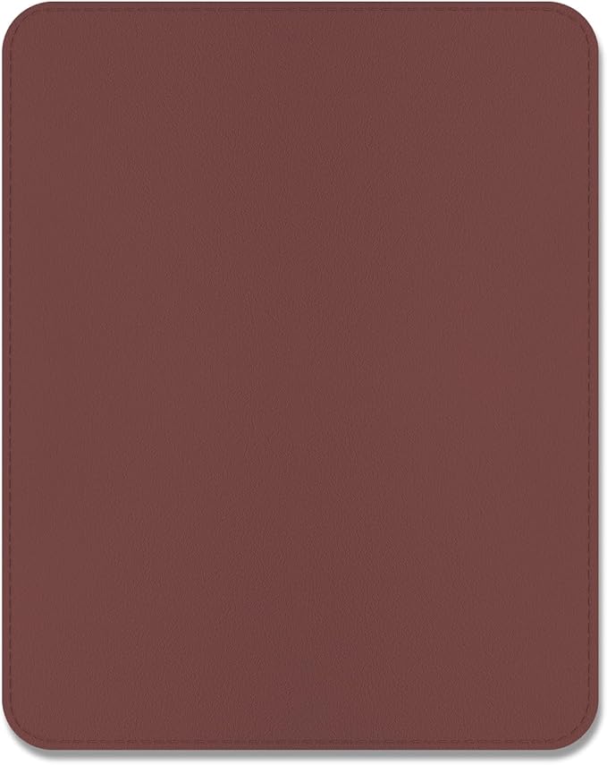 Leather Mouse Pad, Office Mouse Mat Non-Slip Rubber Base Stitched Edge Washable Waterproof Rectangular Mousepad for Office Gaming PC Laptop, 9.8" x 7.9", Pink Purple