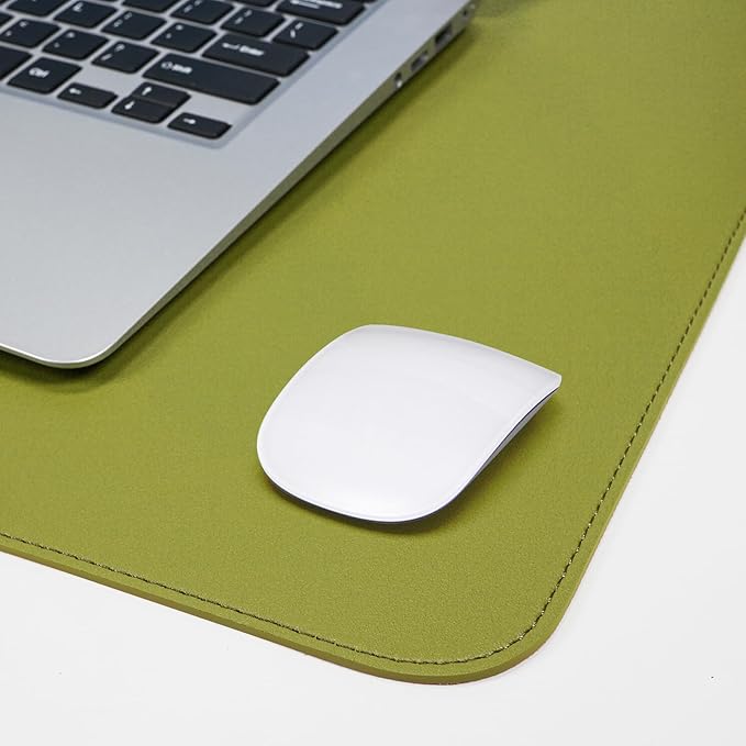 AFIING Cork Desk Mat 47" x 17", Dual-Sided Natural Cork & PU Leather Desk Pad, Non-Slip Waterproof Large Mouse Pad for Office, Home & Gaming (Olive Green)