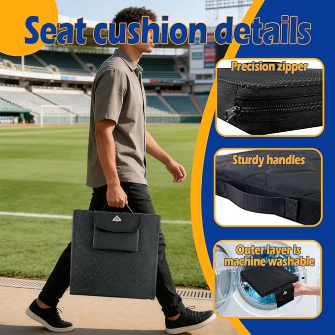 Stadium Seat Cushion Waterproof Summer Portable Bleacher Cushion with Memory Foam Seat Cushion Suitable for Sports Events Camping Travel