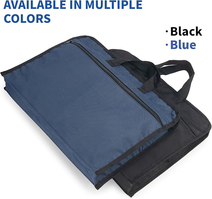M&G 12x15 in Large Zipper Pouch with Handle, A4 Foldable Heavy-Duty Waterproof Oxford Zipper Document Bag, File Organizer for Office Travel Books Papers Filing Folder, Double Layer 1 Pack (Dark Blue