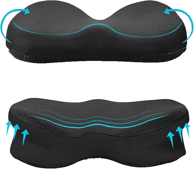 CLRUPR Seat Cushions for Office Chairs，Portable Memory Foam Seat Cushion for Coccyx Non Slip Bottom,Car Seat, Wheel Chair Cushion,Washable Cover (Black)