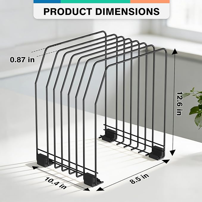 Gawerk File Organizer for Desk, 7-Section Vertical File Sorter, Paper Holder Organizer Standing Metal File Folder for Office Home Classroom, Black (4Pack)