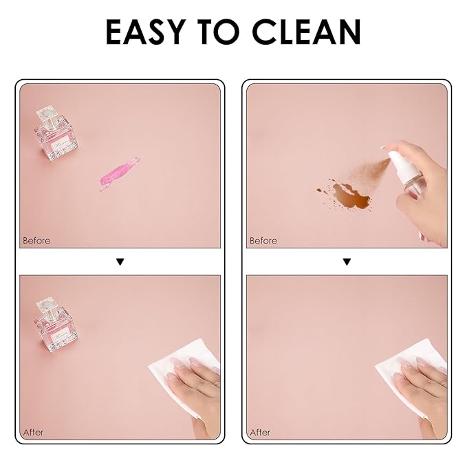 Adorila Pink Nail Art Table Mat, Large Multipurpose Waterproof Heat Resistant PU Leather Place Mat, Non-Slip Desk Pad for Desk & Office & Dinning Table (31.4" x 15.7")