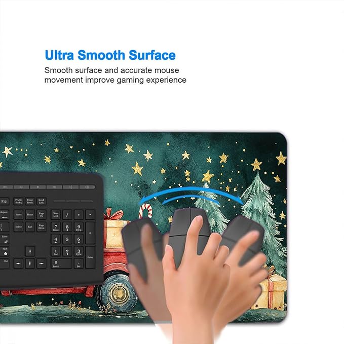 Christmas Mouse Pad Truck Candy Cane Present XL Mouse Pad Large Mousepad Extended Laptop Keyboard Mat Gaming Desk Pad Mouse Mat Great for Work-from-Home or Office Use 31.5x11.8 Inch
