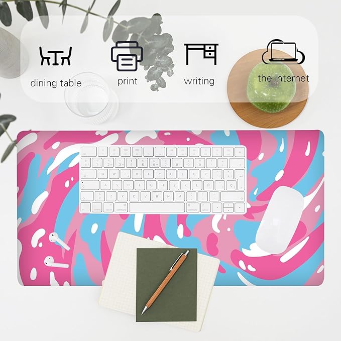 Fluid Pattern XL Mouse Pad,Super Thick Waterproof Fluid Pattern Large Gaming Mousepad with Stitched Edge,Mouse Computer Desk Accessories,Non-Slip Base Mouse Keyboard Mat 600X350X3mm