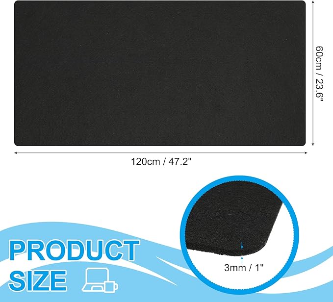 PATIKIL 47.2" x 23.6" Large Felt Desk Pad Protector, Non-Slip Desk Mat Full Table Mouse Pad Keyboard Mats for Laptop Computer Writing Desk Table Gaming Home, Black