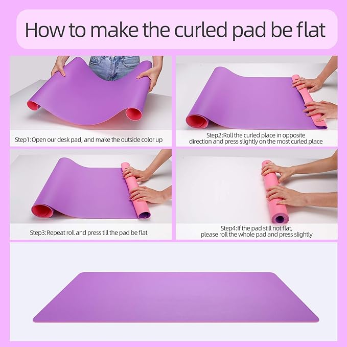 YSAGi Office Desk Pad, Desk Mat, 23.6" x 13.7" Waterproof PU Leather Desk Pad Protector for Keyboard and Mouse, Dual-Sided Desk Writing Pad for Office and Home, Aconite Violet+Eosine Pink